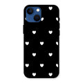 Heart Pattern Black Glass Case Cover For iPhone 13 mini