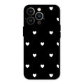 Heart Pattern Black Glass Case Cover For iPhone 13 Pro