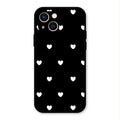 Heart Pattern Black Glass Case Cover For iPhone 13
