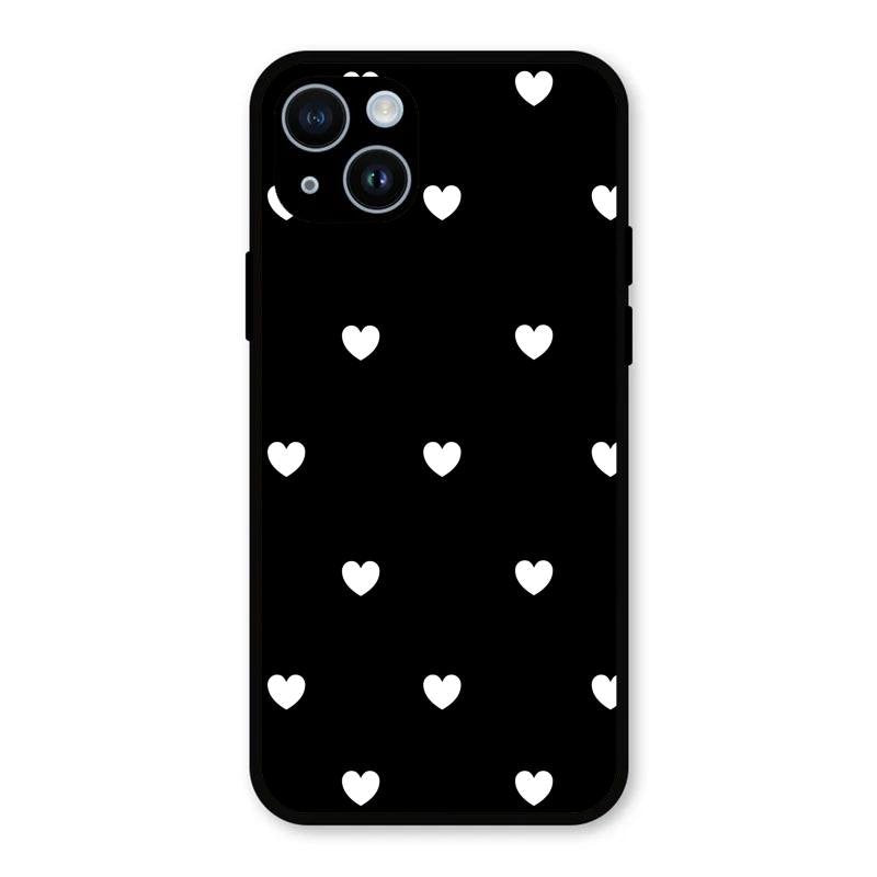 Heart Pattern Black Glass Case Cover For iPhone 14 Plus
