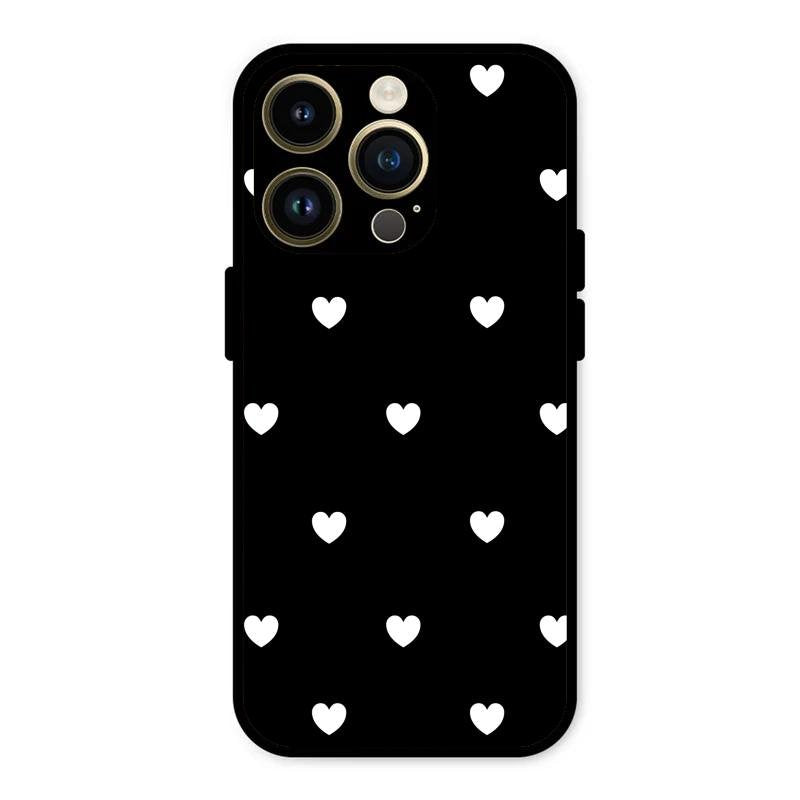 Heart Pattern Black Glass Case Cover For iPhone 14 Pro Max