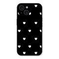 Heart Pattern Black Glass Case Cover For iPhone 15 Plus