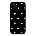 Heart Pattern Black Glass Case Cover For iPhone 15