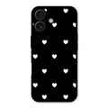 Heart Pattern Black Glass Case Cover For iPhone 16 Plus