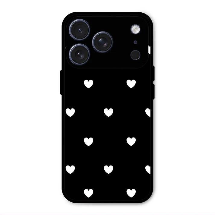 Heart Pattern Black Glass Case Cover For iPhone 17 Pro
