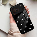 Heart Pattern Black Glass Case Cover For iPhone 17 Pro Max