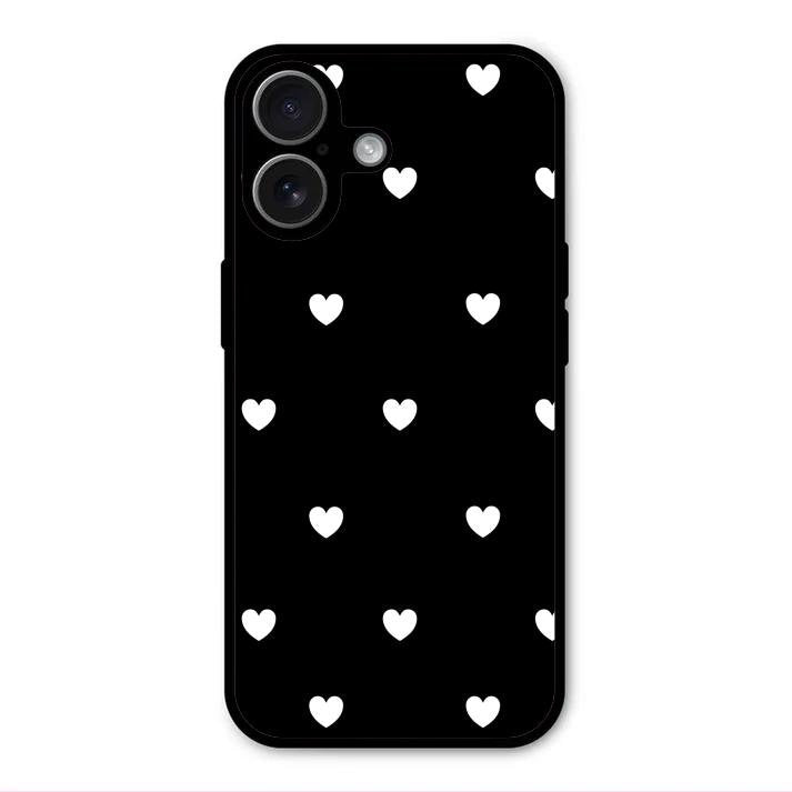 Heart Pattern Black Glass Case Cover For iPhone 17