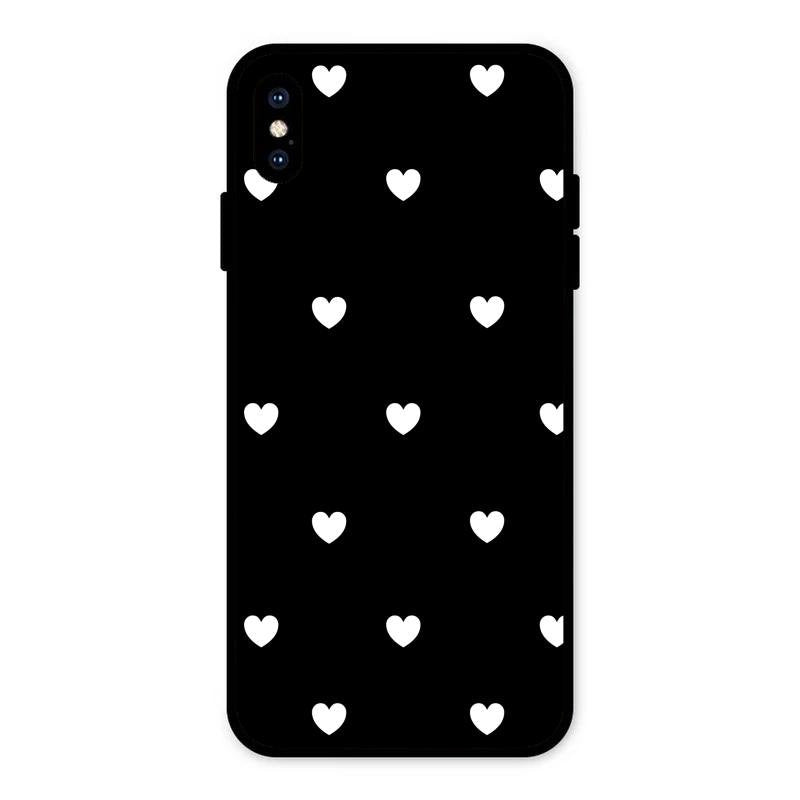 Heart Pattern Black Glass Case Cover For iPhone XS Max