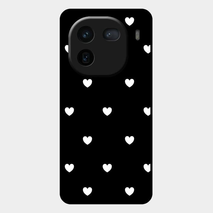 Heart Pattern Black Glass Case Cover For Iqoo 12 5G