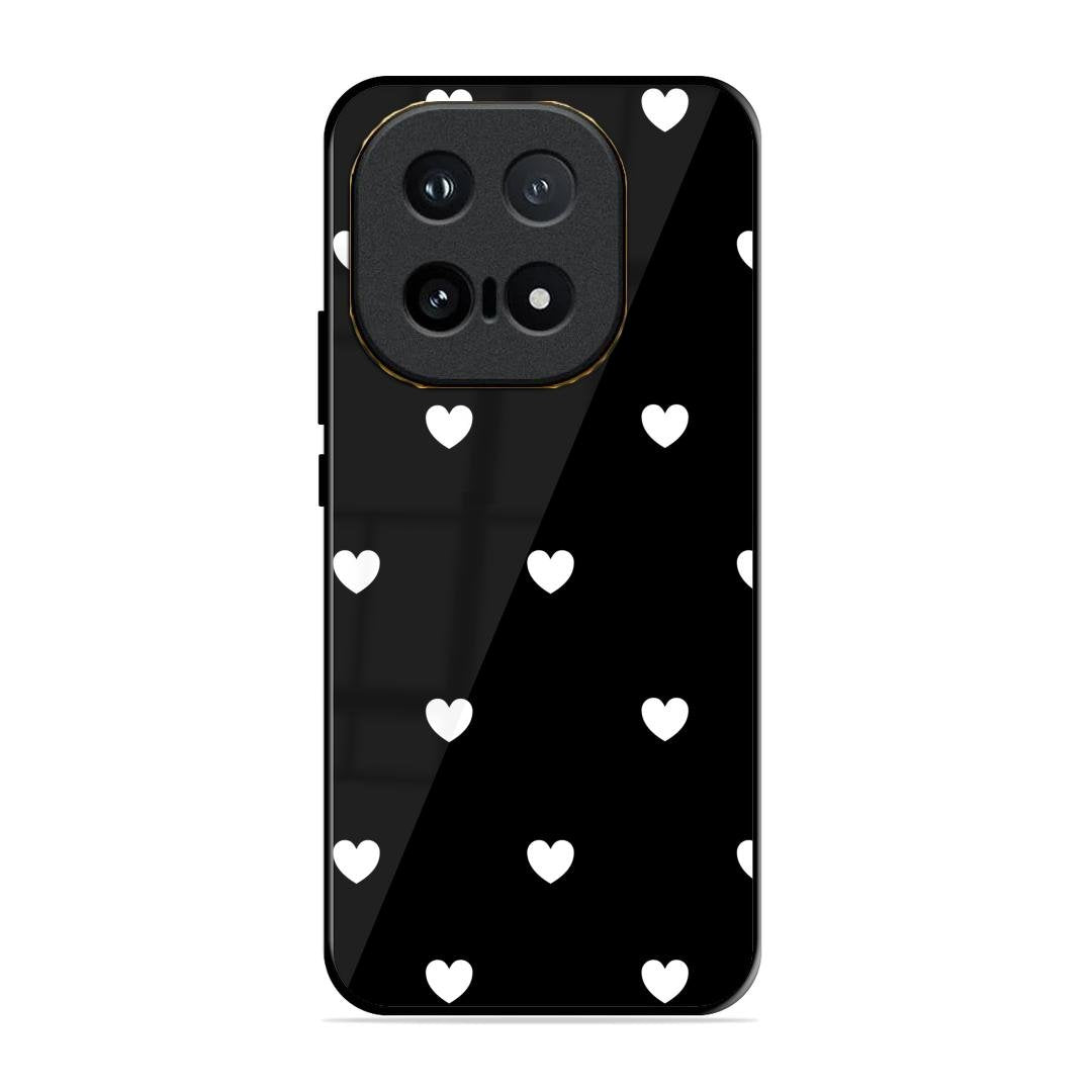 Heart Pattern Black Glass Case Cover For iQOO 15 5G