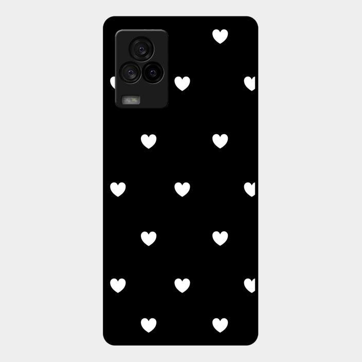Heart Pattern Black Glass Case Cover For Iqoo 7 Legend 5G