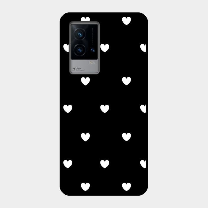 Heart Pattern Black Glass Case Cover For Iqoo 9 5G