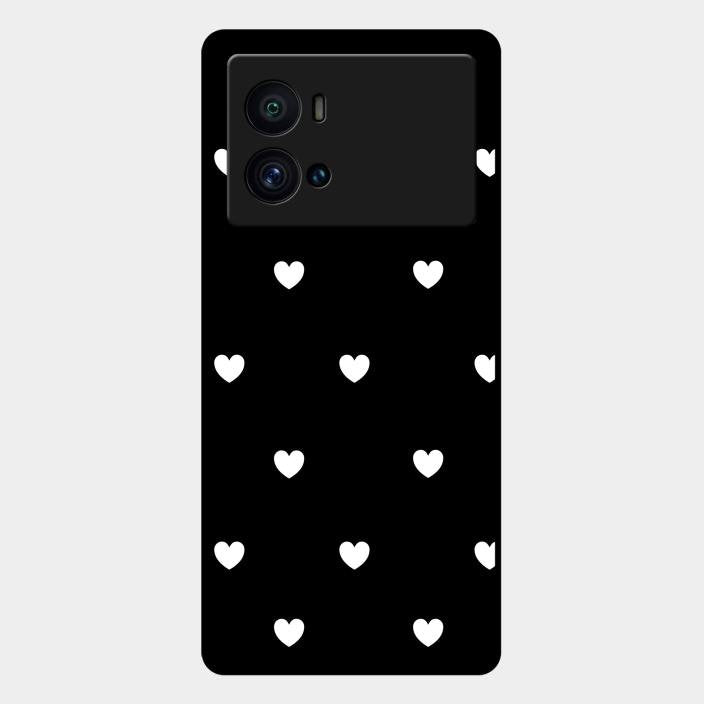 Heart Pattern Black Glass Case Cover For Iqoo 9 Pro 5G