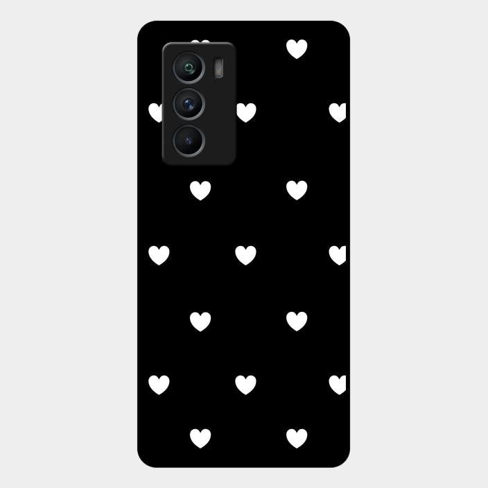 Heart Pattern Black Glass Case Cover For iQOO - ShopOnCliQ