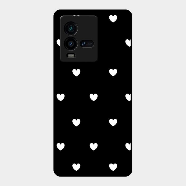 Heart Pattern Black Glass Case Cover For Iqoo 9T 5G