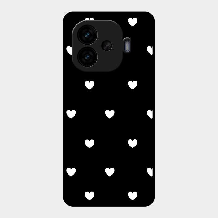Heart Pattern Black Glass Case Cover For Iqoo Neo 10R 5G