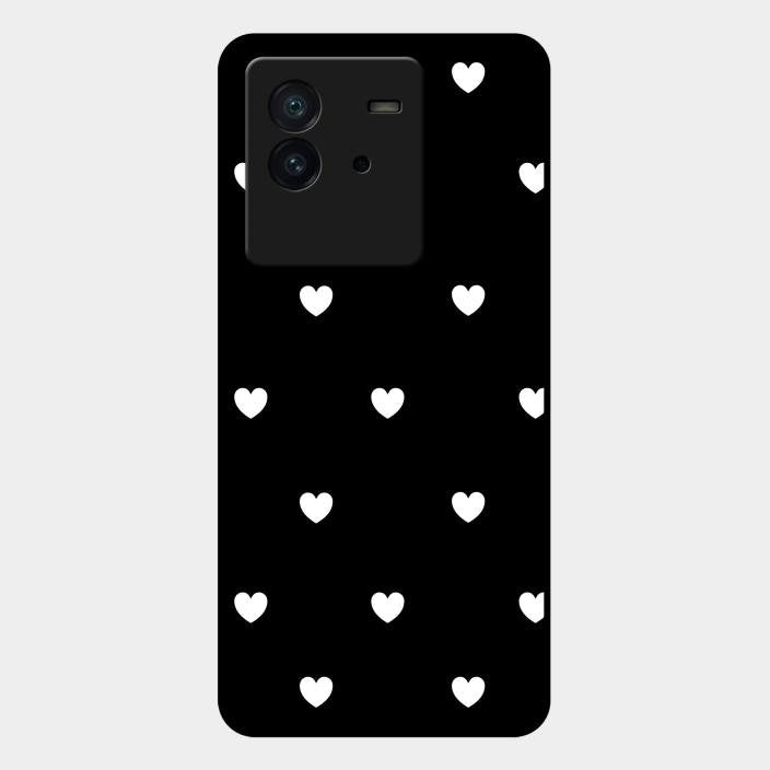 Heart Pattern Black Glass Case Cover For Iqoo Neo 6 5G