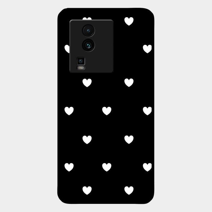 Heart Pattern Black Glass Case Cover For Iqoo Neo 7 5G