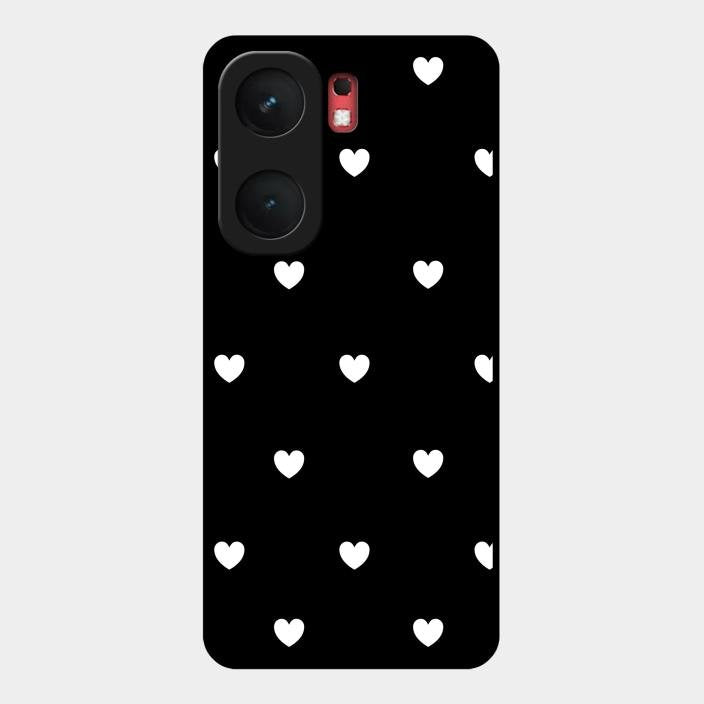 Heart Pattern Black Glass Case Cover For Iqoo Neo 9 Pro 5G