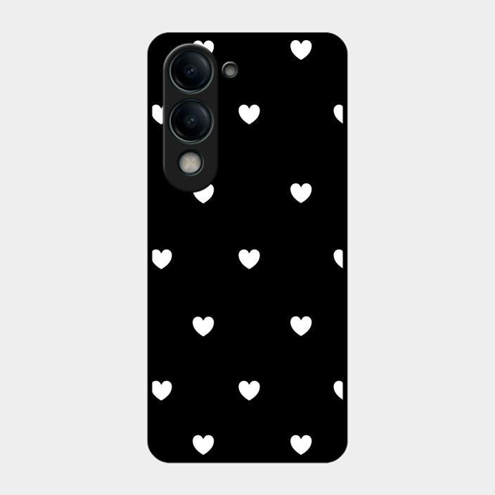 Heart Pattern Black Glass Case Cover For Iqoo Z10 Lite