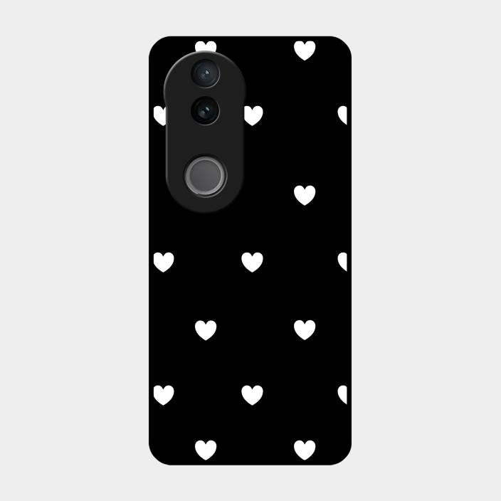 Heart Pattern Black Glass Case Cover For Iqoo Z10R