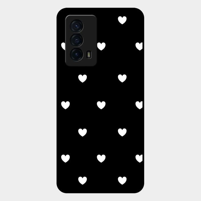 Heart Pattern Black Glass Case Cover For Iqoo Z5 5G