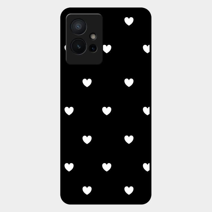 Heart Pattern Black Glass Case Cover For Iqoo Z6 5G