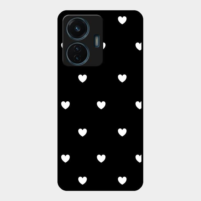 Heart Pattern Black Glass Case Cover For Iqoo Z6 Lite 5G