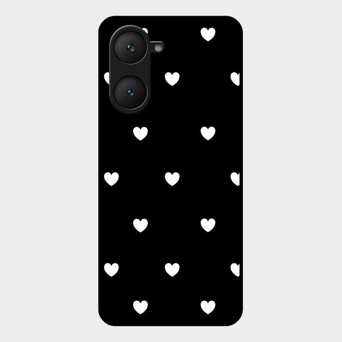 Heart Pattern Black Glass Case Cover For Iqoo Z9 Lite 5G