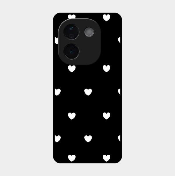 Heart Pattern Black Glass Case Cover For Iqoo Z9S Pro 5G