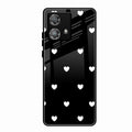 Heart Pattern Black Glass Case Cover For Motorola Edge 40 5G