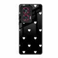 Heart Pattern Black Glass Case Cover For Motorola Edge 50 Fusion 5G