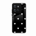 Heart Pattern Black Glass Case Cover For Motorola Edge 50 Neo