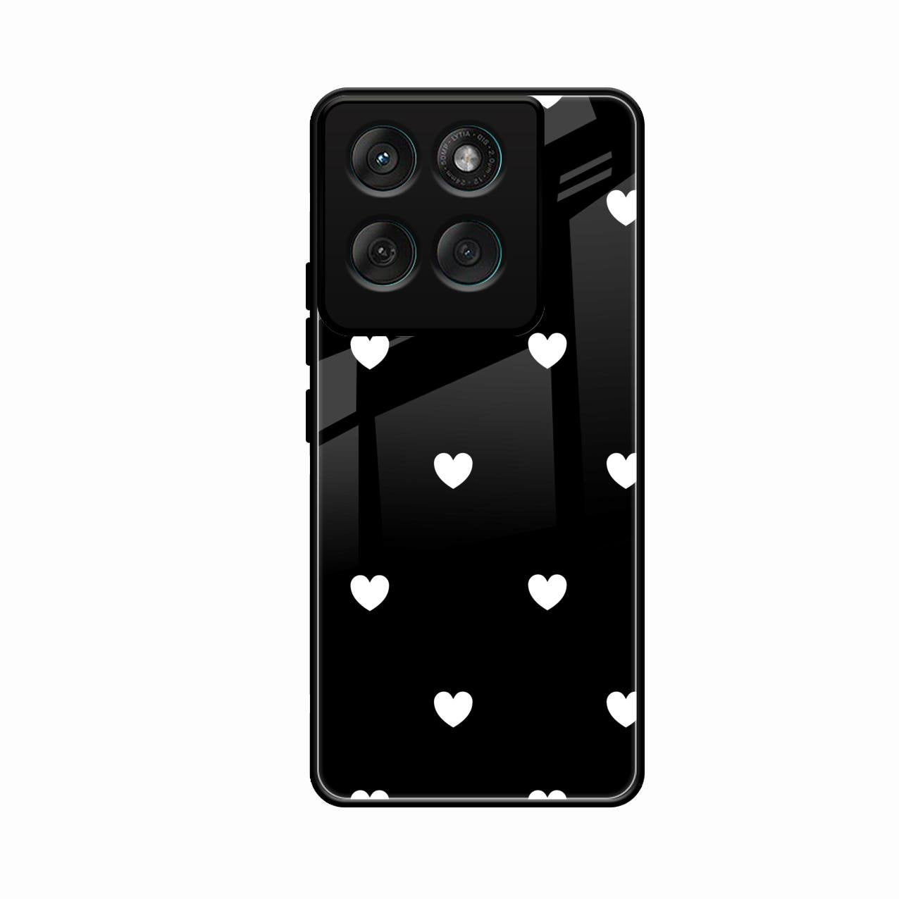 Heart Pattern Black Glass Case Cover For Motorola Edge 70 5G