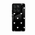 Heart Pattern Black Glass Case Cover For Motorola G57 Power 5G
