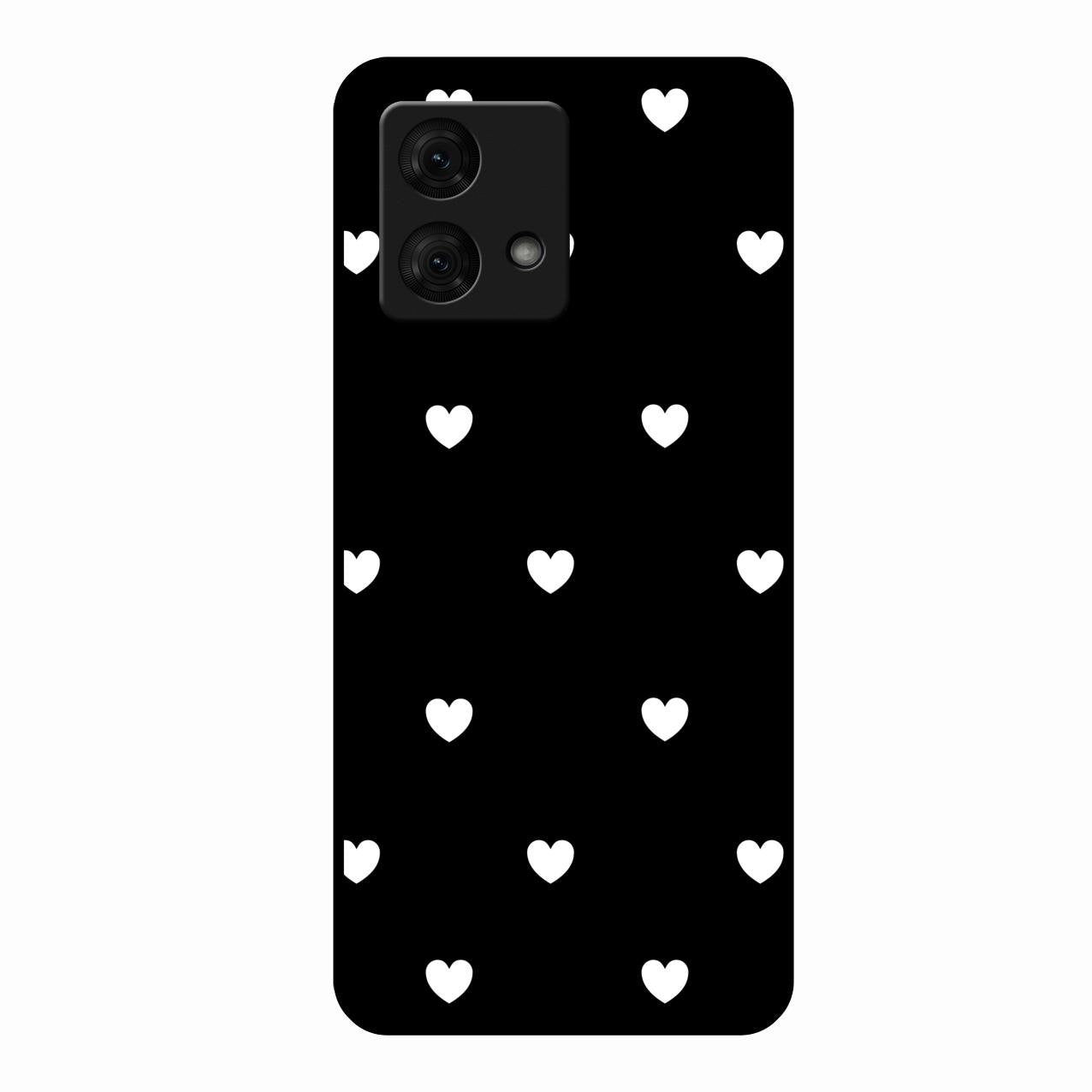Heart Pattern Black Glass Case Cover For Motorola g84 5G