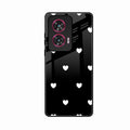 Heart Pattern Black Glass Case Cover For Motorola G96 5G