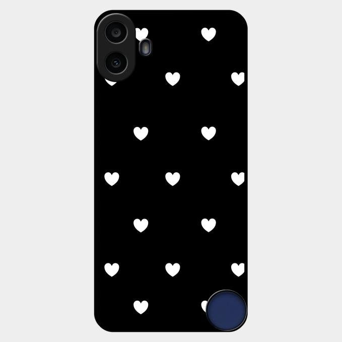 Heart Pattern Black Glass Case Cover For Nothing Cmf Phone 1