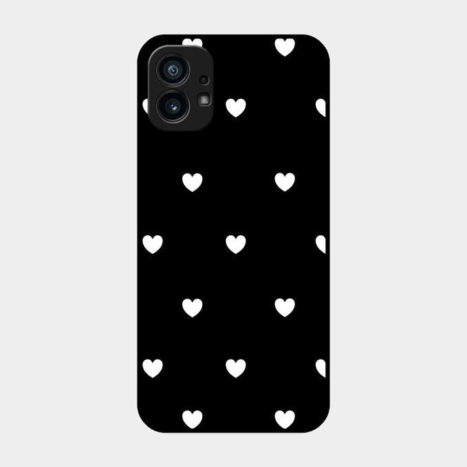 Heart Pattern Black Glass Case Cover For Nothing Phone 1