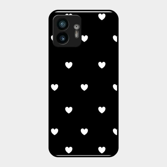 Heart Pattern Black Glass Case Cover For Nothing Phone 2