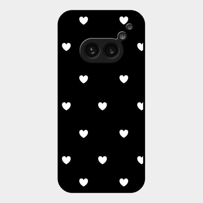Heart Pattern Black Glass Case Cover For Nothing Phone 2A 5G