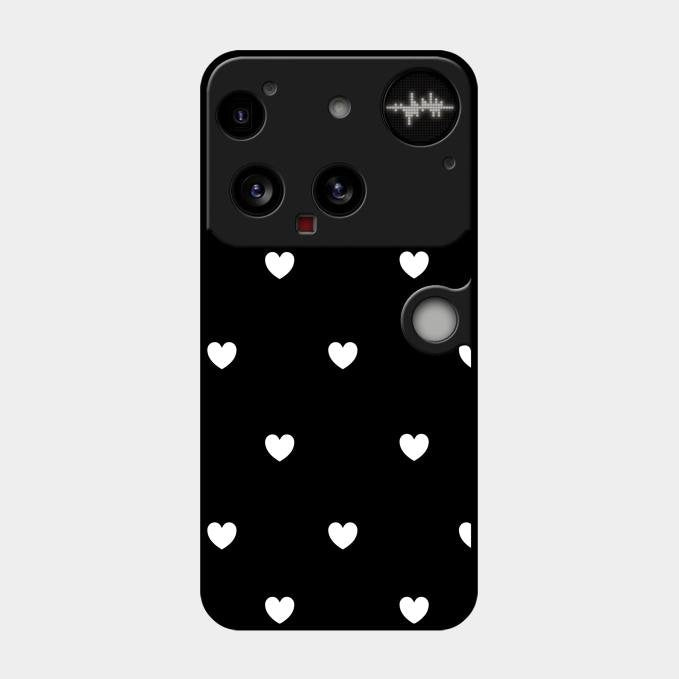 Heart Pattern Black Glass Case Cover For Nothing Phone 3 5G