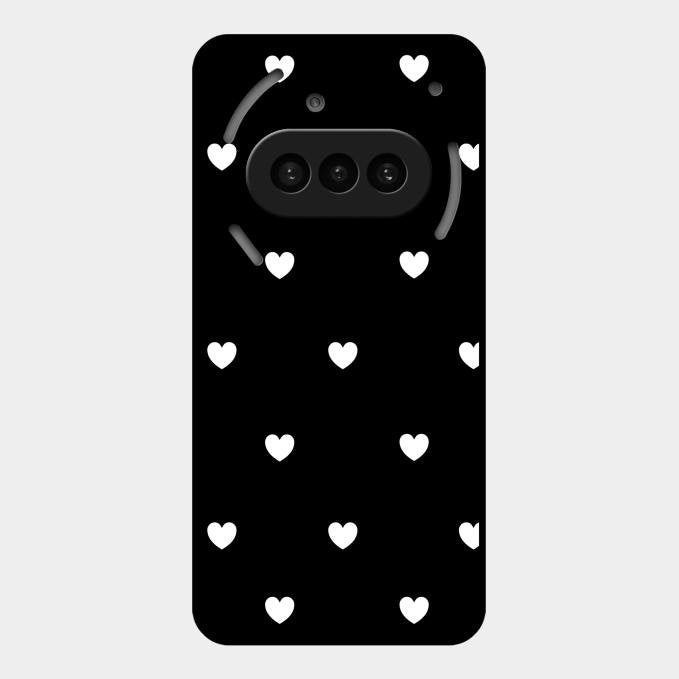Heart Pattern Black Glass Case Cover For Nothing Phone 3A 5G