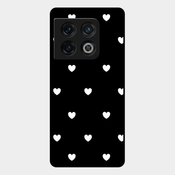 Heart Pattern Black Glass Case Cover For Oneplus 10 Pro 5G