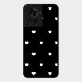Heart Pattern Black Glass Case Cover For Oneplus 10R 5G