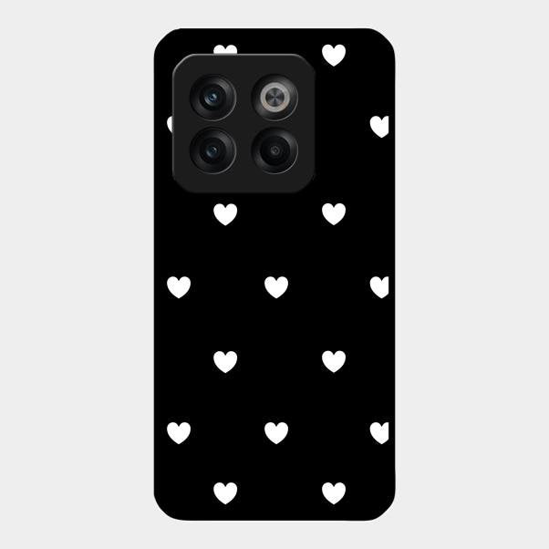 Heart Pattern Black Glass Case Cover For Oneplus 10T 5G