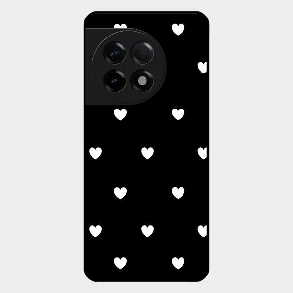 Heart Pattern Black Glass Case Cover For Oneplus 11R 5G