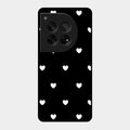 Heart Pattern Black Glass Case Cover For Oneplus 12 5G