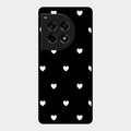 Heart Pattern Black Glass Case Cover For Oneplus 12R 5G