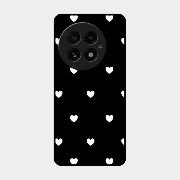 Heart Pattern Black Glass Case Cover For Oneplus 13 5G